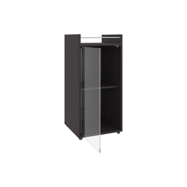 English Elm Minibar Cabinet Lampeter Black – Engineered Wood Two-Tier Glass Door Bar Cabinet for Living Room B092P315562