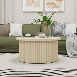 English Elm Coffee Table - Modern Round Accent Table With Flip-Top Design For Small Spaces & Living Rooms W688P248119