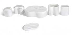 English Elm White Natural Marble Bathroom Accessory Set - 6-Piece Luxury Collection, Handcrafted Elegance, Unique Design W1696P262943-GIGA