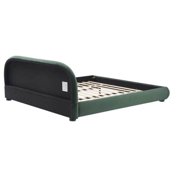 English Elm Christopher Knight Home® - Dark Green Velvet Soft Bed with Curved Headboard, 800lb Capacity, Easy Clean Luxury King Frame N769P348028G