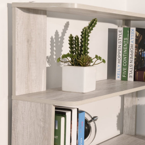 English Elm 90cm L-shaped Corner Bookcase Five Tier Mdf Open Shelving Unit for Home Office W2899P444152