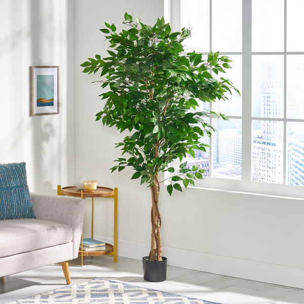 English Elm Christopher Knight Home® - 180CM Artificial Ficus Tree with Glossy Leaves & Twisted Trunk, Pre-Potted Green Décor for Home (90) 70517.00