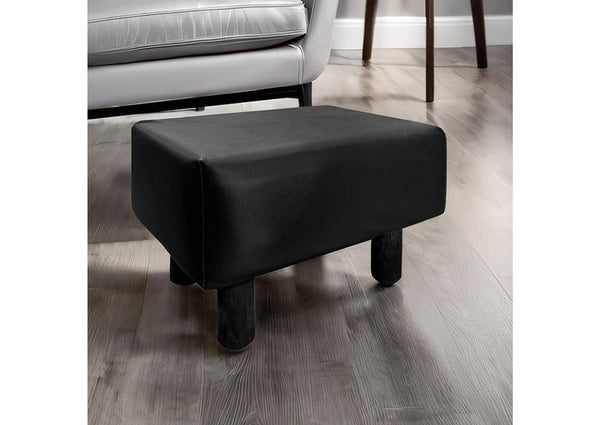 English Elm Contemporary compact footstool set of 2 with leatherette upholstery, solid wood frame, easy assembly, versatile seating Black 18 L x 13 W x 18 H B2741P338665