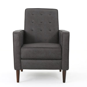 English Elm Christopher Knight Home® - Fabric Recliner Chair Mid-Century Modern Pushback Single Sofa with Tufted Cushion, Birch Legs, Cozy Comfort Slate 60741.00MF