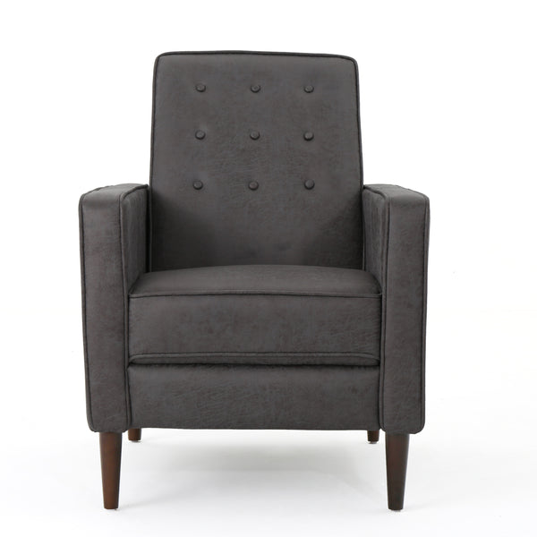 English Elm Christopher Knight Home® - Fabric Recliner Chair Mid-Century Modern Pushback Single Sofa with Tufted Cushion, Birch Legs, Cozy Comfort Slate 60741.00MF