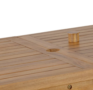 English Elm U_style Solid Acacia Wood Outdoor Dining Set Seats Four with Umbrella Hole Patio Natural WY000477AAO