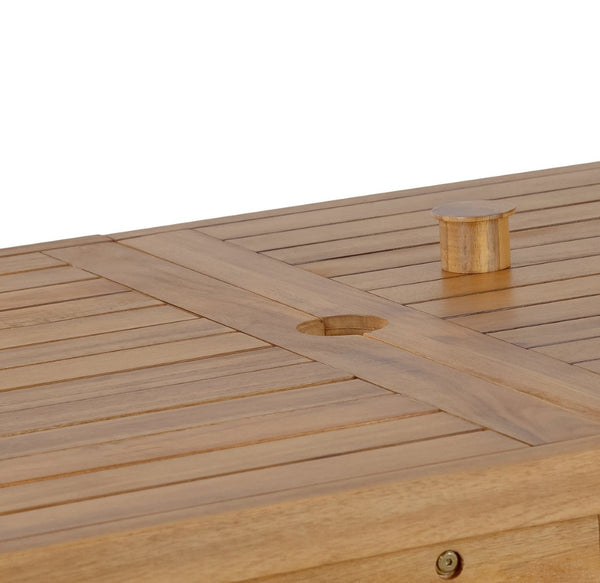 English Elm U_style Solid Acacia Wood Outdoor Dining Set Seats Four with Umbrella Hole Patio Natural WY000477AAO