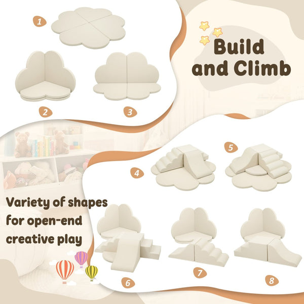English Elm Soft High-density Foam Climbing Blocks 6-piece Toddler Play Set for Playroom Beige N710P414923K