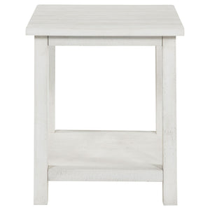 English Elm Castleton Farmhouse Distressed White Coffee and End Table Set with Open Shelving B062S01641