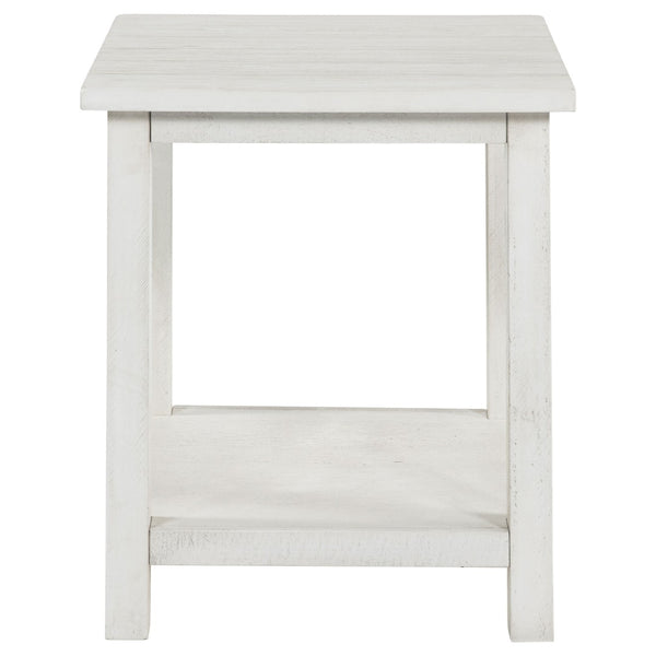 English Elm Castleton Farmhouse Distressed White Coffee and End Table Set with Open Shelving B062S01641
