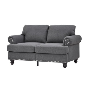 English Elm 59.5" Modern Classic Loveseat Sofa with Storage, Solid Wood Frame, Coil Springs & Removable Covers Grey W1097S00170