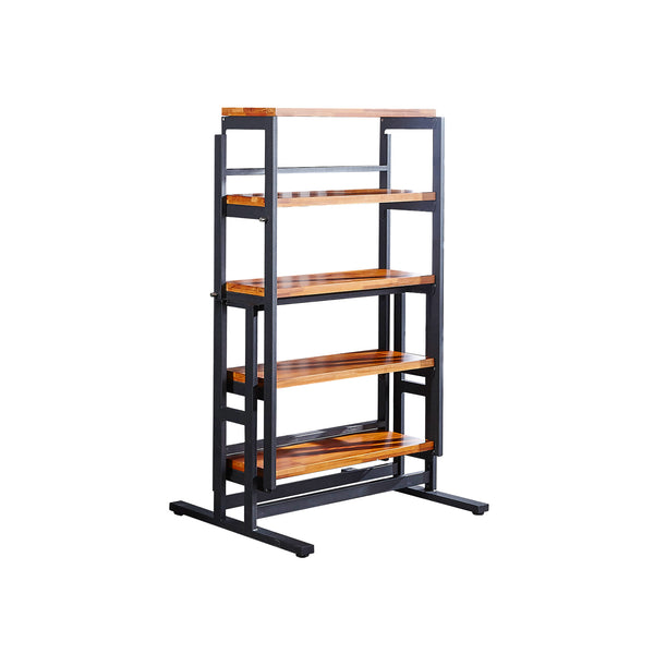 English Elm Extendable Convertible Shelf-to-Table Dining Table with Mahogany Wood & Metal Frame for Small Spaces W3128P281270