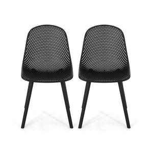 English Elm Christopher Knight Home® - POSEY Chair - Weather-Resistant Polypropylene Outdoor Dining Chair with Perforated Diamond Mesh Design for Durable Style Black 27.5 L x 21.5 W x 20.2 H 69067.00