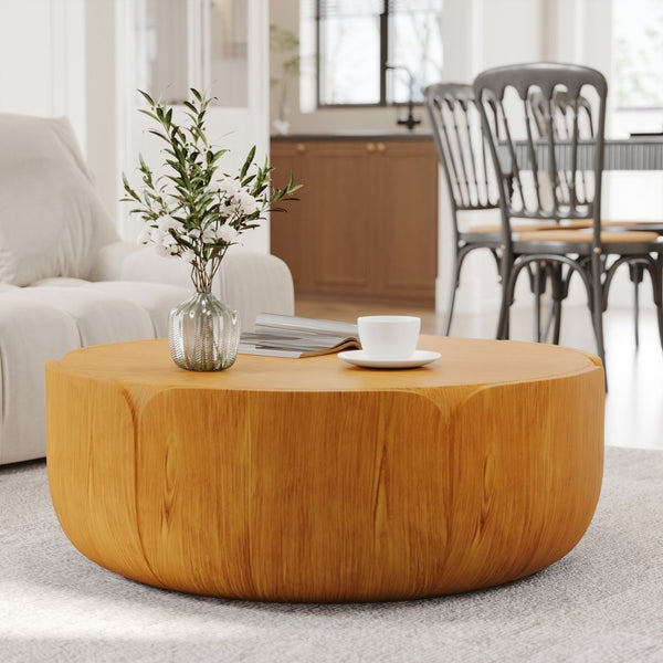 English Elm 35.43" Square Mgo Cement Coffee Table Weatherproof Indoor Outdoor Low Profile Modern Natural W757P387413