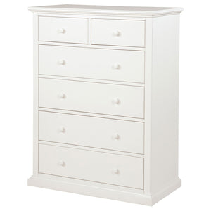 English Elm Anzio Six Drawer Tall Chest Matte Finish Modern Storage for Small Bedroom Spaces White B062P451787