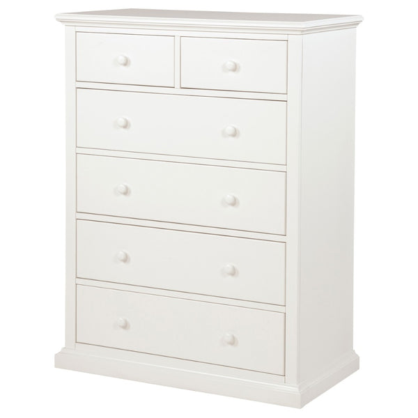 English Elm Anzio Six Drawer Tall Chest Matte Finish Modern Storage for Small Bedroom Spaces White B062P451787