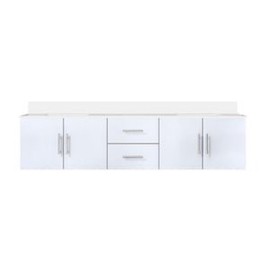 English Elm Glossy White Double Bath Vanity 80" W x 22" D with White Quartz Top, Soft-Close Drawers & Ample Storage B2731P258738