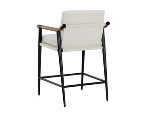 Sunpan Meadow Counter Stool - Timeless Design with Stain-Resistant Fabric and Solid Oak Wood Armrests Heather Ivory Tweed