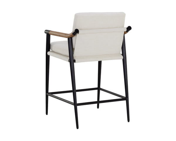 Sunpan Meadow Counter Stool - Timeless Design with Stain-Resistant Fabric and Solid Oak Wood Armrests Heather Ivory Tweed