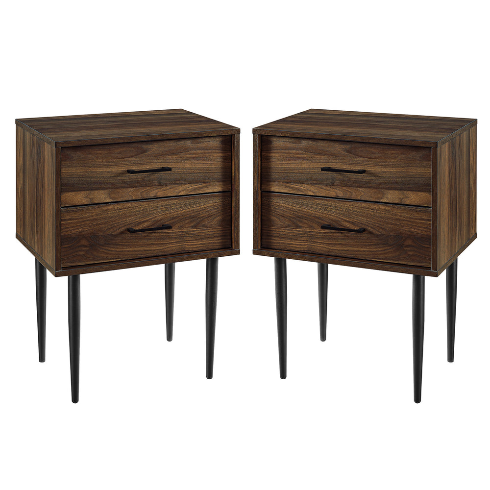 2 Piece 20" Two-Drawer Nightstand - Dark Walnut AF20OLI2DDW-2PK Walker Edison