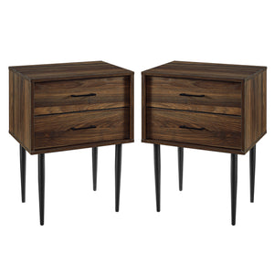 2 Piece 20" Two-Drawer Nightstand - Dark Walnut AF20OLI2DDW-2PK Walker Edison