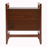 Scandi Solid Wood Nightstand - Modern Walnut Finish