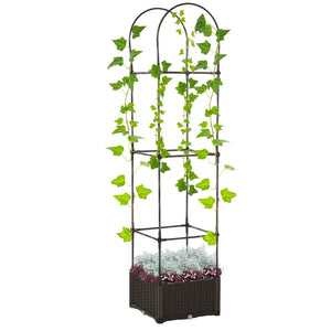 English Elm Outsunny Vertical Garden Planter With Trellis - Self-Watering Raised Bed For Tomatoes & Climbing Vines W2225P174411-GIGA