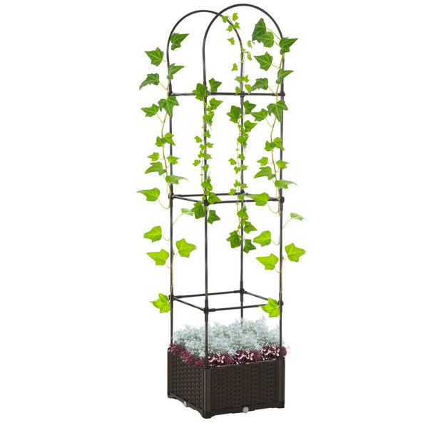 English Elm Outsunny Vertical Garden Planter With Trellis - Self-Watering Raised Bed For Tomatoes & Climbing Vines W2225P174411-GIGA