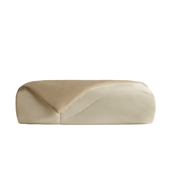English Elm 1-piece Reversible Tencel Fill Comforter with Sculptural Weave for Full Queen Beds Linen B035P408279