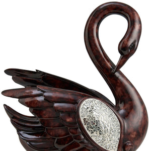 English Elm 16.5-Inch Elegant Cherry Folius Floral Swan Figurine with Crackle Glass Accent on Pedestal Base B072116016
