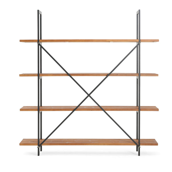 English Elm Christopher Knight Home® - BOOKCASE Industrial Antique Black Metal & Firwood Etagere Bookshelf with X-Frame Iron Support, 79.25"L N771P239470G