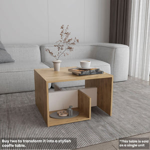 English Elm Side Table 25" H With 2 Open Shelves, Oak Natural Wood & Antique White - Versatile Modern Accent B097P296866-GIGA