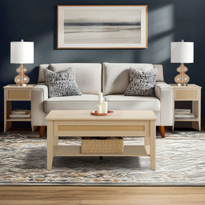 JLA Home 510 Design - Lift-Top Rattan Coffee Table with Storage and 5.5" Lift — Space-Saving Rustic Modern Centerpiece for Small Rooms FUR120-0053