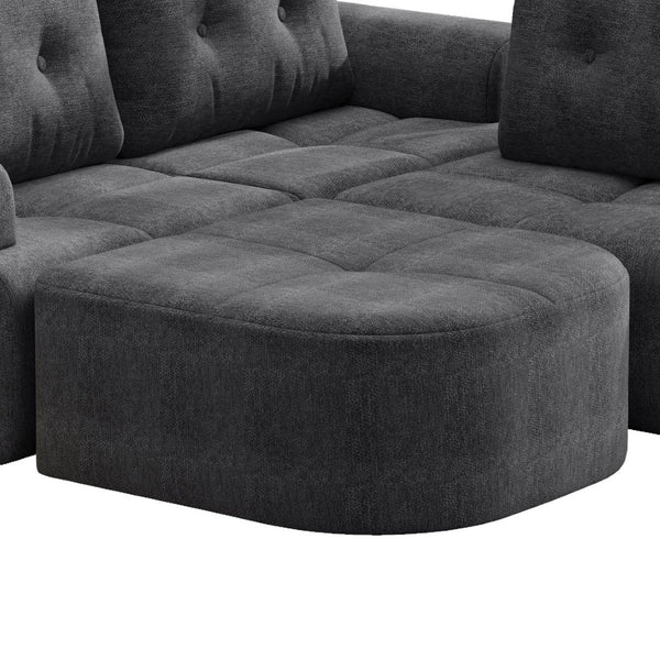 English Elm Modular Sectional Sofa with Chaise Full Foam Build Woven Fabric for Living Room Dark Grey W2379S00007
