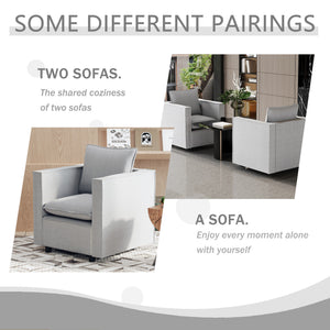 English Elm Decorative linen single sofa chair with breathable soft cushion, compact armrest design for cozy reading nook Grey W1727P237735