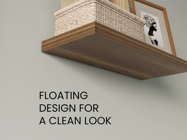 English Elm Floating Shelves - Modern Walnut Design, Set Of 2, Perfect For Home Décor & Organized Spaces B097P369456-GIGA