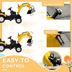 English Elm Aosom Kids Pedal Ride on Excavator Toy with Digging Bucket and Detachable Trailer W2225P217064