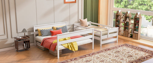 English Elm Wood Twin Xl Over Queen Bunk Bed With Ladder - Stylish Space-Saving Design For Kids & Guests! GX000446AAK-1-GIGA