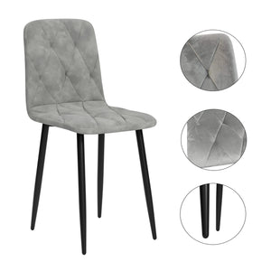 English Elm Dining PU Leather Chairs Set of 4 — Easy-Clean Upholstered Seats with Sturdy Iron Legs, Modern Comfort Gray W578P191315