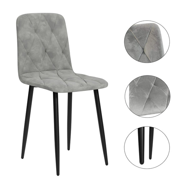 English Elm Dining PU Leather Chairs Set of 4 — Easy-Clean Upholstered Seats with Sturdy Iron Legs, Modern Comfort Gray W578P191315