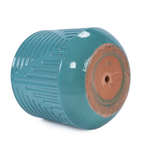 English Elm Ceramic Handcrafted Cyan Planter - Stylish Modern Flowerpot For Garden, Patio, Or Windowsill Decor W3273P326368