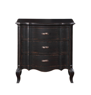 English Elm Antique Elegant 3-Drawer Nightstand with Dovetail Drawers, Felt-Lined Top, Full-Extension Glides Antique Black B062P215400