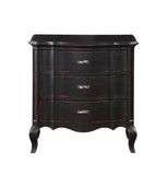 English Elm Antique Black 3-Drawer Nightstand