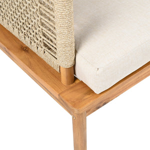 English Elm Christopher Knight Home® - Outdoor Acacia Wood & Rope Patio Sofa Set with Water-Repellent Cushions, Teak Beige Comfort N757S442994B