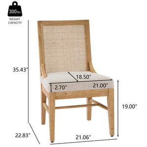 English Elm Christopher Knight Home® - Upholstered Dining Chairs Set Of 2 - Natural Cane Back & Rubberwood Legs For Modern Elegance N768P367152N