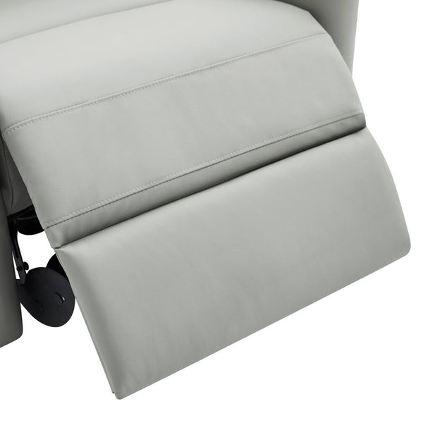 English Elm Modern Swivel Rocker Recliner Pu Leather Chair with Massage Heat and Storage Pocket Grey N763P399629E