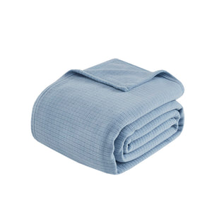 JLA Home True North by Sleep Philosophy - Blanket ultra-soft microfleece throw with subtle grid texture, anti-pilling finish, OEKO-TEX safe comfort Blue TN51-0555