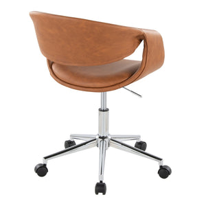 English Elm Task Chair with Chrome Five Star Base Grey Fabric Seat for Modern Home Office Use Camel,Chrome B202P474182