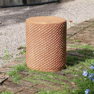 English Elm Christopher Knight Home® - Evie Round Outdoor MGO Side Table — Weatherproof Brown Rattan Drum, Recyclable, Stable, Versatile 18" N775P300877B