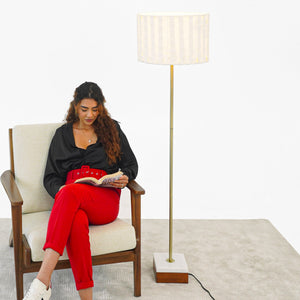 English Elm Ashcroft Furniture - Minimalist Floor Lamp - Sleek Slim Design With Neutral Shade For Modern Living Room & Bedroom Ambiance B183P315095